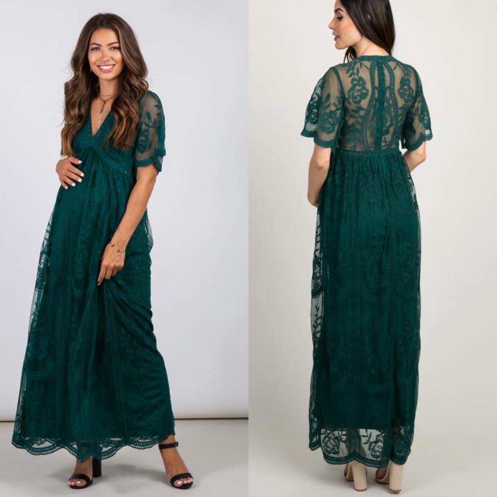 Pinkblush Maternity Lace Mesh Overlay Maxi Dress